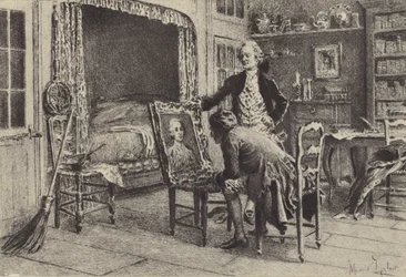 Jean-Jacques Rousseau kijkt naar zijn portret